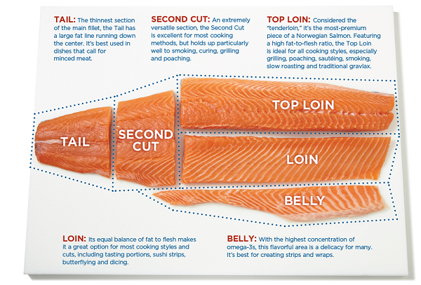 بخشهای مختلف ماهی سالمون